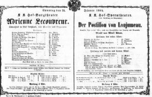 Theaterzettel (Oper und Burgtheater in Wien) 18640124 Seite: 1