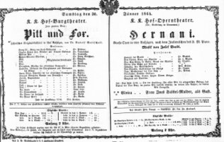 Theaterzettel (Oper und Burgtheater in Wien) 18640130 Seite: 1
