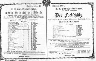 Theaterzettel (Oper und Burgtheater in Wien) 18640131 Seite: 1