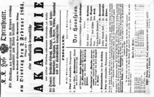 Theaterzettel (Oper und Burgtheater in Wien) 18640202 Seite: 1