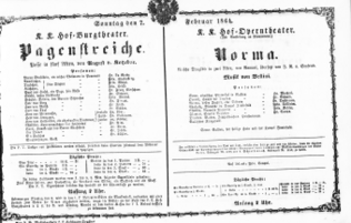Theaterzettel (Oper und Burgtheater in Wien) 18640207 Seite: 1