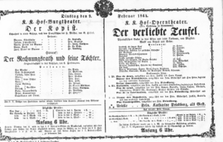 Theaterzettel (Oper und Burgtheater in Wien) 18640209 Seite: 1