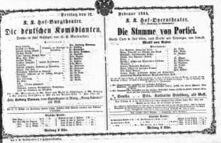 Theaterzettel (Oper und Burgtheater in Wien) 18640212 Seite: 1