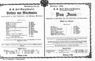 Theaterzettel (Oper und Burgtheater in Wien) 18640213 Seite: 1