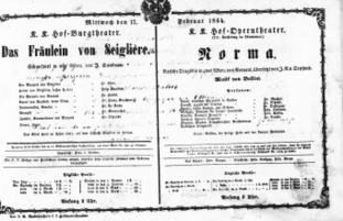 Theaterzettel (Oper und Burgtheater in Wien) 18640217 Seite: 1