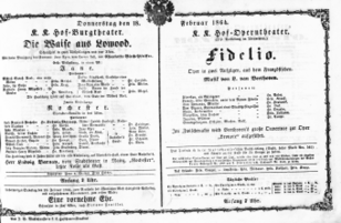 Theaterzettel (Oper und Burgtheater in Wien) 18640218 Seite: 1