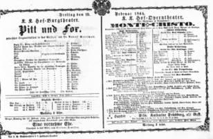 Theaterzettel (Oper und Burgtheater in Wien) 18640219 Seite: 1