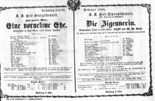 Theaterzettel (Oper und Burgtheater in Wien) 18640221 Seite: 1
