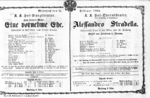 Theaterzettel (Oper und Burgtheater in Wien) 18640224 Seite: 1