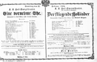 Theaterzettel (Oper und Burgtheater in Wien) 18640227 Seite: 1