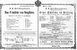 Theaterzettel (Oper und Burgtheater in Wien) 18640303 Seite: 1