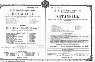 Theaterzettel (Oper und Burgtheater in Wien) 18640307 Seite: 1