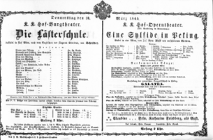 Theaterzettel (Oper und Burgtheater in Wien) 18640310 Seite: 1