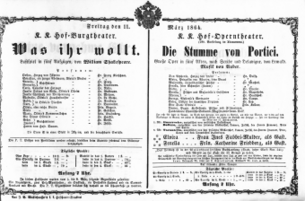 Theaterzettel (Oper und Burgtheater in Wien) 18640311 Seite: 1