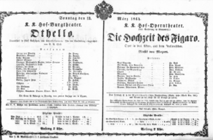 Theaterzettel (Oper und Burgtheater in Wien) 18640313 Seite: 1