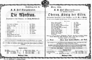 Theaterzettel (Oper und Burgtheater in Wien) 18640319 Seite: 1
