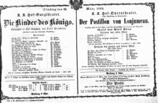 Theaterzettel (Oper und Burgtheater in Wien) 18640329 Seite: 1