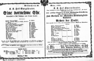 Theaterzettel (Oper und Burgtheater in Wien) 18640330 Seite: 1