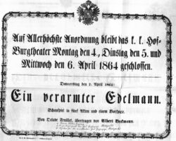 Theaterzettel (Oper und Burgtheater in Wien) 18640404 Seite: 1