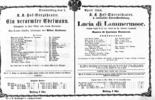 Theaterzettel (Oper und Burgtheater in Wien) 18640407 Seite: 1