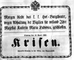 Theaterzettel (Oper und Burgtheater in Wien) 18640412 Seite: 1