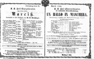 Theaterzettel (Oper und Burgtheater in Wien) 18640417 Seite: 1