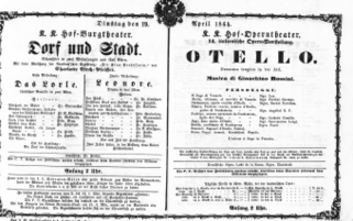 Theaterzettel (Oper und Burgtheater in Wien) 18640419 Seite: 1