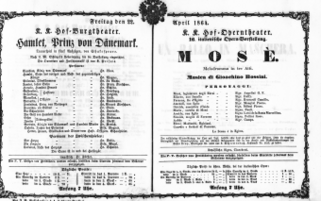 Theaterzettel (Oper und Burgtheater in Wien) 18640422 Seite: 1