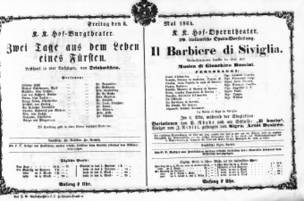 Theaterzettel (Oper und Burgtheater in Wien) 18640506 Seite: 1