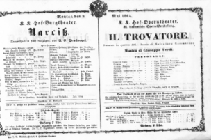 Theaterzettel (Oper und Burgtheater in Wien) 18640509 Seite: 1