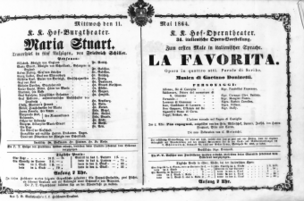 Theaterzettel (Oper und Burgtheater in Wien) 18640511 Seite: 1