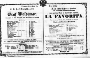 Theaterzettel (Oper und Burgtheater in Wien) 18640512 Seite: 1