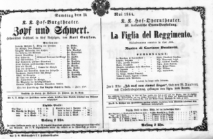 Theaterzettel (Oper und Burgtheater in Wien) 18640514 Seite: 1
