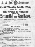 Theaterzettel (Oper und Burgtheater in Wien) 18640516 Seite: 1