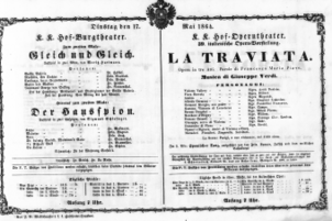 Theaterzettel (Oper und Burgtheater in Wien) 18640517 Seite: 1