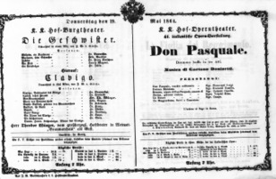 Theaterzettel (Oper und Burgtheater in Wien) 18640519 Seite: 1