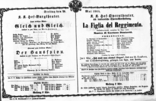 Theaterzettel (Oper und Burgtheater in Wien) 18640520 Seite: 1