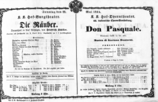 Theaterzettel (Oper und Burgtheater in Wien) 18640522 Seite: 1