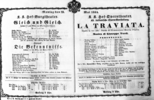 Theaterzettel (Oper und Burgtheater in Wien) 18640523 Seite: 1