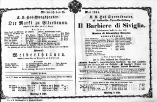 Theaterzettel (Oper und Burgtheater in Wien) 18640525 Seite: 1