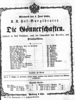 Theaterzettel (Oper und Burgtheater in Wien) 18640601 Seite: 1