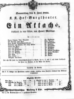 Theaterzettel (Oper und Burgtheater in Wien) 18640602 Seite: 1