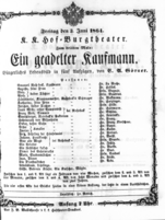 Theaterzettel (Oper und Burgtheater in Wien) 18640603 Seite: 1