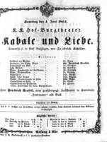 Theaterzettel (Oper und Burgtheater in Wien) 18640604 Seite: 1