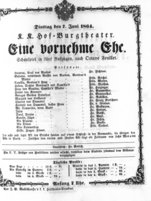 Theaterzettel (Oper und Burgtheater in Wien) 18640607 Seite: 1