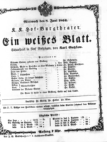 Theaterzettel (Oper und Burgtheater in Wien) 18640608 Seite: 1