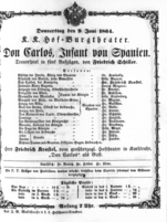 Theaterzettel (Oper und Burgtheater in Wien) 18640609 Seite: 1