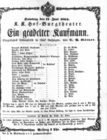 Theaterzettel (Oper und Burgtheater in Wien) 18640611 Seite: 1