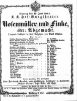 Theaterzettel (Oper und Burgtheater in Wien) 18640613 Seite: 1