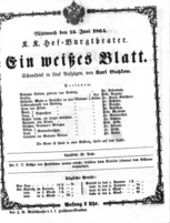 Theaterzettel (Oper und Burgtheater in Wien) 18640615 Seite: 1